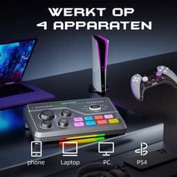 FIFINE - SC-8 - Zwart - Streaming Deck - DJ Mixer - Gaming Mixer - Podcast / Stream / Gaming - XLR Aansluiting - Line-in - Voice Changer — thumbnail 3