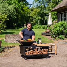RJRoyal Living Plancha grill BBQ Compania grillring met snijplank en hoes en houtopslag vuurschaal rvs buitenkeuken grillring voor buiten — thumbnail 1