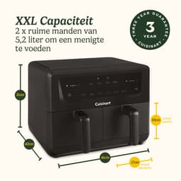 Cuisinart AFD10OBLE luchtfriteuse met dubbele mand, 10,4 L, zwart — thumbnail 5