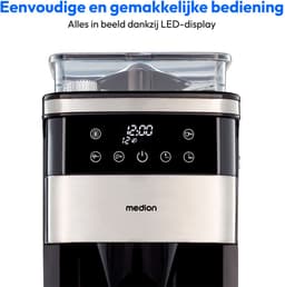 MEDION koffiezetapparaat met maler en glazen kan (1,5 liter, max. 12 kopjes, 8 maalinstellingen, max. 1050 watt, 24-uurs timer, LED-display, druppelstop, permanent filter, MD19899) — thumbnail 4