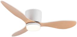 Betaalbare Goederen® plafondventilator met verlichting - wit met hout - 42 inch - plafondventilator - badkamer ventilator - plafondventilator slaapkamer — thumbnail 1