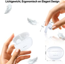 Docci ANC Oordopjes - Actieve Ruisonderdrukking - Bluetooth Earpods - Wit — thumbnail 4
