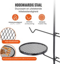 Roterende Grill - BBQ Grillwagen accesoires - Dubbellaags Kookrooster Grillrek 6 kg - Grill rooster — thumbnail 5