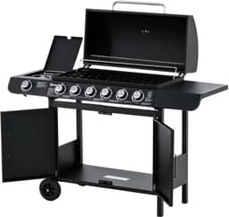 Gasbarbecue - Gasbarbecue en grill - 7 Branders - Met thermometer en mobiele grill - Zwart — thumbnail 3
