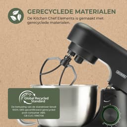 Bourgini Elements Keukenmachine – 1000W – 4,5L Mengkom – 8 Snelheden – Pulsfunctie – 3 Vaatwasserbestendige Accessoires – GRS gecertificeerd gerecyclede materialen — thumbnail 5