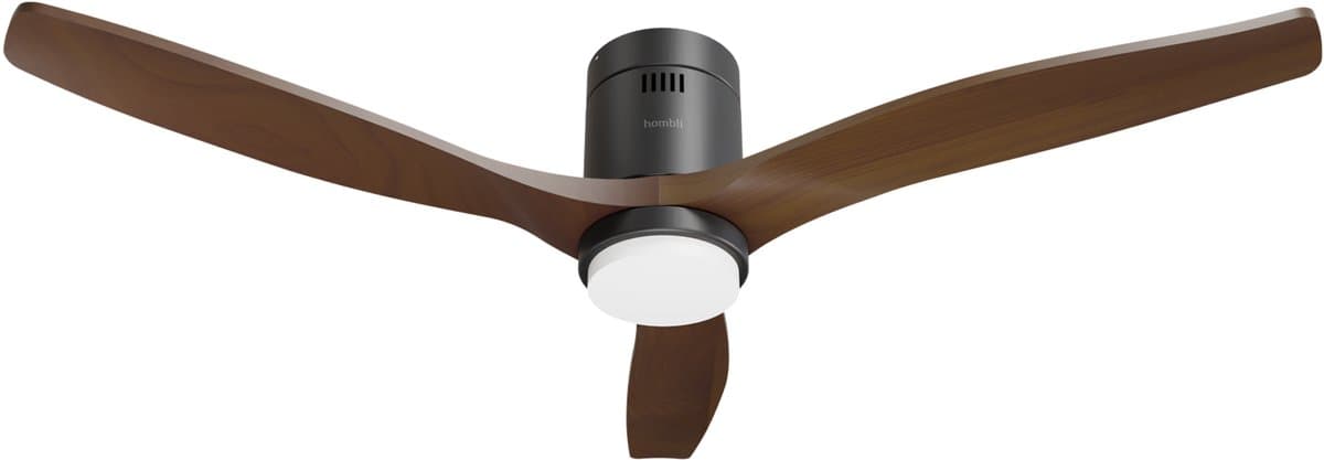 Hombli Slimme Plafondventilator met verlichting - Ø132 cm - Incl. Afstandsbediening - Zwart & Donker Hout — afbeelding 1