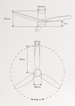 CREATE - Stille 40W plafondventilator met technische ABS bladen in verschillende maten - Met licht - Controller voor wandmontage - Wit / Licht houtlook - WIND CALM — thumbnail 5