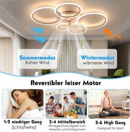 Equivera Plafonniere met Ventilator - Plafondventilator - Plafondventilator Afstandsbediening - Plafondventilator Slaapkamer - Plafond Ventilator met Verlichting - RGB 12 Kleuren - Plafondlamp - Plafonniere - Ideaal voor in uw slaapkamer! — thumbnail 5
