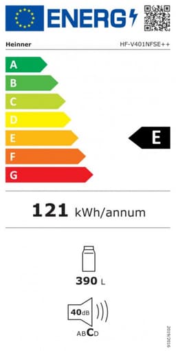 Heinner HF-V401NFSE++ Koelkast – 389 L – No Frost Multicooling – Elektronische Bediening – Superkoelfunctie – LED-verlichting – Zilver – 5 Jaar Garantie — thumbnail 2