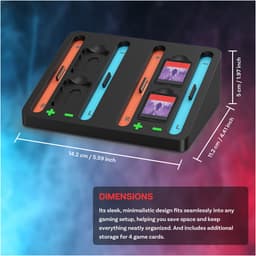Oplaadstation voor Nintendo Switch 2 van MMOBIEL – Compacte Laadbasis voor 4 Joy-Con Controllers (2 Sets) met LED Laadstatus – Opslag voor 4 Spelkaarten – Accessoires Opbergmogelijkheid voor NS2 — thumbnail 5