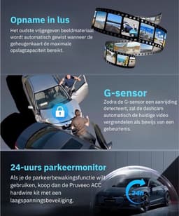 Luxe Dashcam voor Auto – Voor en Achter – Achter Draadloos – Ingebouwde WiFi – 1080P – Full HD – Ingebouwde GPS – Zwart — thumbnail 2