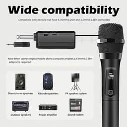 Draadloze Microfoon - Oplaadbare Draadloze Microfoonset - met Plug-in Ontvanger - Karaoke - Muziek - Studio - Handheld Microfoon voor Zang - met 2 Microfoons — thumbnail 5