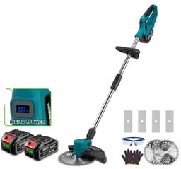Handmaaier - Grasmaaier - Grastrimmer - Grasschaar - Grasmachine - 4000W - 9 Inch - Elektrische/Accu - Borstelloze Grastrimmer met Digitaal Display – Stil & Krachtig Tuingereedschap - 21V/18V Compatibel - Inclusief 2x Accu — thumbnail 1