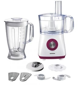 Heinner Multifunctionele Foodprocessor – 750 W – Mengkom 1,2 L – Blender 1,8 L – 2 Snelheden en Pulsstand – Hakken, Kneden, Snijden, Raspen en Emulgeren – Wit/Bordeauxrood — thumbnail 1