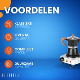 Espresso koffiemaker - Zwart - Percolator - Moka pot - Met Koffiemolen - Camping en thuisgebruik — thumbnail 3