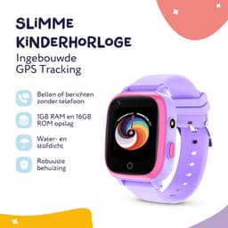 LEROYS - GPS Horloge Kind - Kinder Smartwatch - Android en iOS - Paars - Incl. Simkaart — thumbnail 2