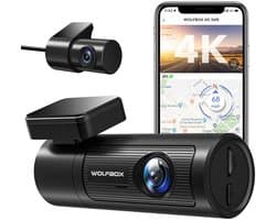 Wolfbox i05 4K Wifi Gps 2CH 32gb dashcam - Wifi met App - Parkeermodus - 4K + Full HD resolutie - Gps - 32gb Micro SD kaart - stijlvolle dashcam voor auto