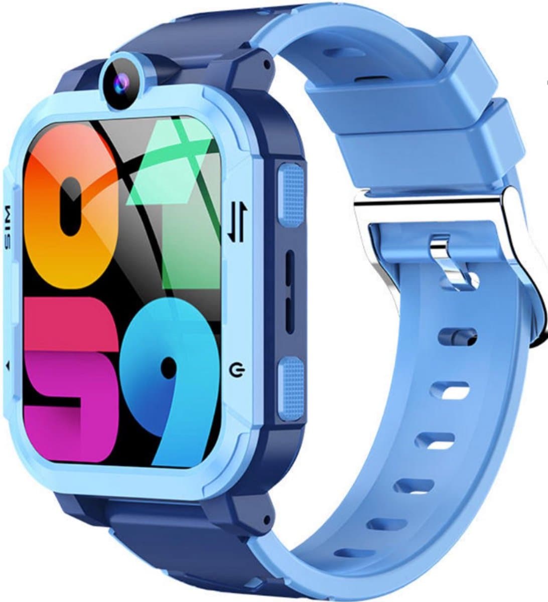 Voltura Smartwatch Kinderen - GPS Horloge Kind Met Simkaart - GPS Tracker - Kinder Smartwatch - Smartwatch Android - 4G - Videobellen - HD Camera - SOS-Knop - Whatsapp en SMS - Elke polsmaat - Nederlands - Incl. Simkaart - Blauw — afbeelding 1