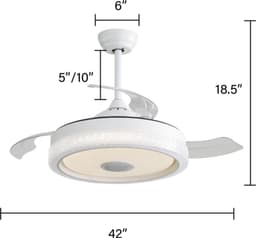 42 inch moderne onzichtbare plafondventilator, 3 ABS-bladen, afstandsbediening, omkeerbare DC-motor met 32W led-verlichting — thumbnail 3