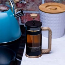 KLAUSBERG French Press 350 ml - Zwarte Cafetière met Houtlook - Glazen Koffiezetter voor Koffie en Thee - Roestvrijstalen Filter - Model KB-7679 — thumbnail 2