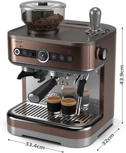 PHILIPS Barista Brew Semi Automatische Espressomachine - Enkele & Dubbele Espresso + Americano-knop, 280g Dual Bean Container, Gekalibreerd Tamponeren, Metalen Cappuccino (PSA3228/41) — thumbnail 5