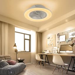 Aufun Hanglamp Met Ventilator, Plafondventilatorlamp, Led Hanglamp, Dimbaar, 3-Standen Verlichting, Moderne Stille Ventilatorlamp, Met Afstandsbediening, Diameter 560 Cm, Wit — thumbnail 3