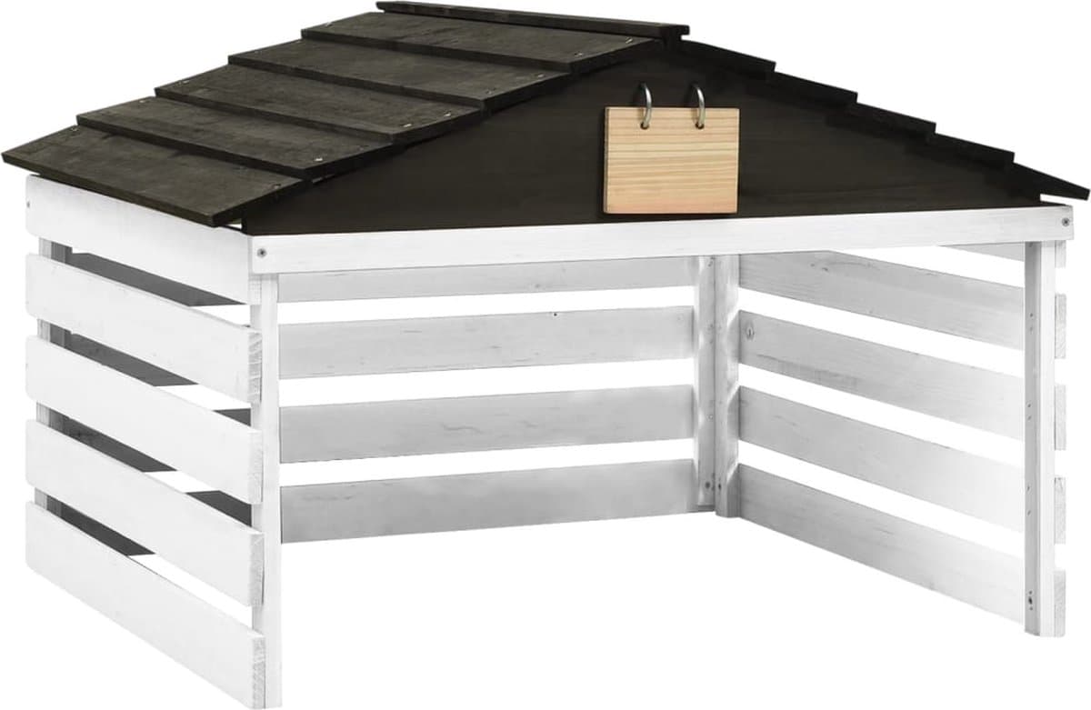 vidaXL - Overkapping - voor - grasmaaier - 78x74x54 - cm - vurenhout - zwart - en - wit — afbeelding 1
