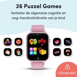 Keebies Smartwatch Kinderen - 5 t/m 12 jaar - Incl. Camera en 26 Kids Spelletjes - 512MB Geheugen - USB Oplaadbaar kinderhorloge - Meisje - Roze — thumbnail 5