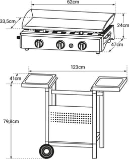 Bakplaat op gas SÉVILLE - 3 branders 7,5kW + wagen — thumbnail 4