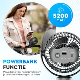 ChargeMore Draadloze Ventilator met Powerbank - Tafelventilator - Handventilator - Krachtig en Staand — thumbnail 3