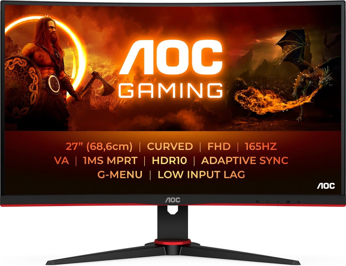 AOC C27G2E - Full HD Curved Gaming Monitor - 165hz - 27 inch — afbeelding 1