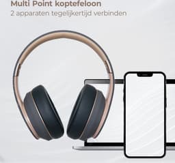 PowerLocus P6 draadloze Over-Ear Koptelefoon Inklapbaar - Bluetooth Hoofdtelefoon - Met microfoon - Asfalt Grijs — thumbnail 3