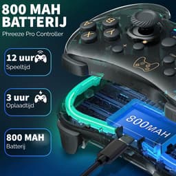 Phreeze Pro Controller Draadloos - Turbo Knop - Macro Knop - Transparant - RGB Verlichting - Instelbaar via APP - Geschikt voor Nintendo Switch — thumbnail 3