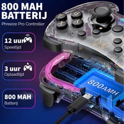 RGB Controller Draadloos - Geschikt voor Nintendo Switch - Controllers - Pro Versie - Turbo en Macro Knoppen - Transparant — thumbnail 5