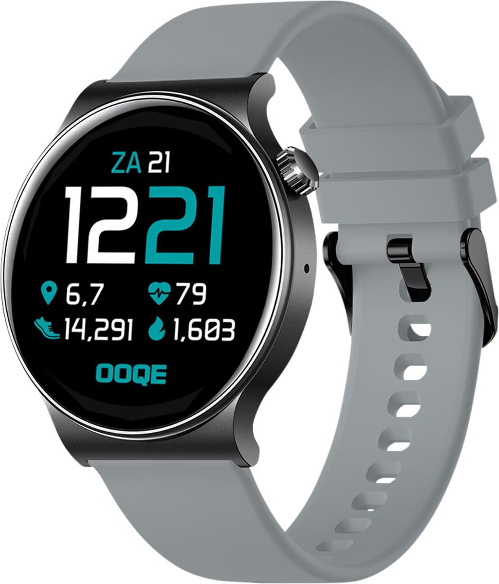 OOQE WATCH CS PRO - Smartwatch Heren en Dames | Geschikt voor iOS en Android | Full HD | Notificaties | Gezondheidsanalyse | Sportanalyse | GPS Koppeling | Bellen | Muziek/Audio Luisteren | Spelletjes | Ergonomisch | Nederlandstalig | Grijs — afbeelding 1
