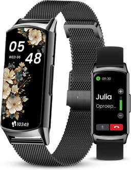 Avalue Luxe AMOLED Smartwatch Dames - Activity Tracker - Bluetooth Call - Stappenteller - Bloeddrukmeter - RVS en Siliconen Band — thumbnail 1