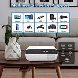 Mini Beamer - Streamen vanaf je telefoon - Input tot 1080P Bluetooth Audio - Projector - Mini Projector - HDMI - USB - Wit - Smartphone - Zoomfunctie - Draagbaar - Ingebouwde speaker — thumbnail 4