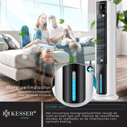 Thuys – Luxe Torenventilator – Geluidloos – Mobiele Airco zonder Afvoer – Afstandsbediening – Instelbare Snelheden – Modern Design – 60W – Wit — thumbnail 4