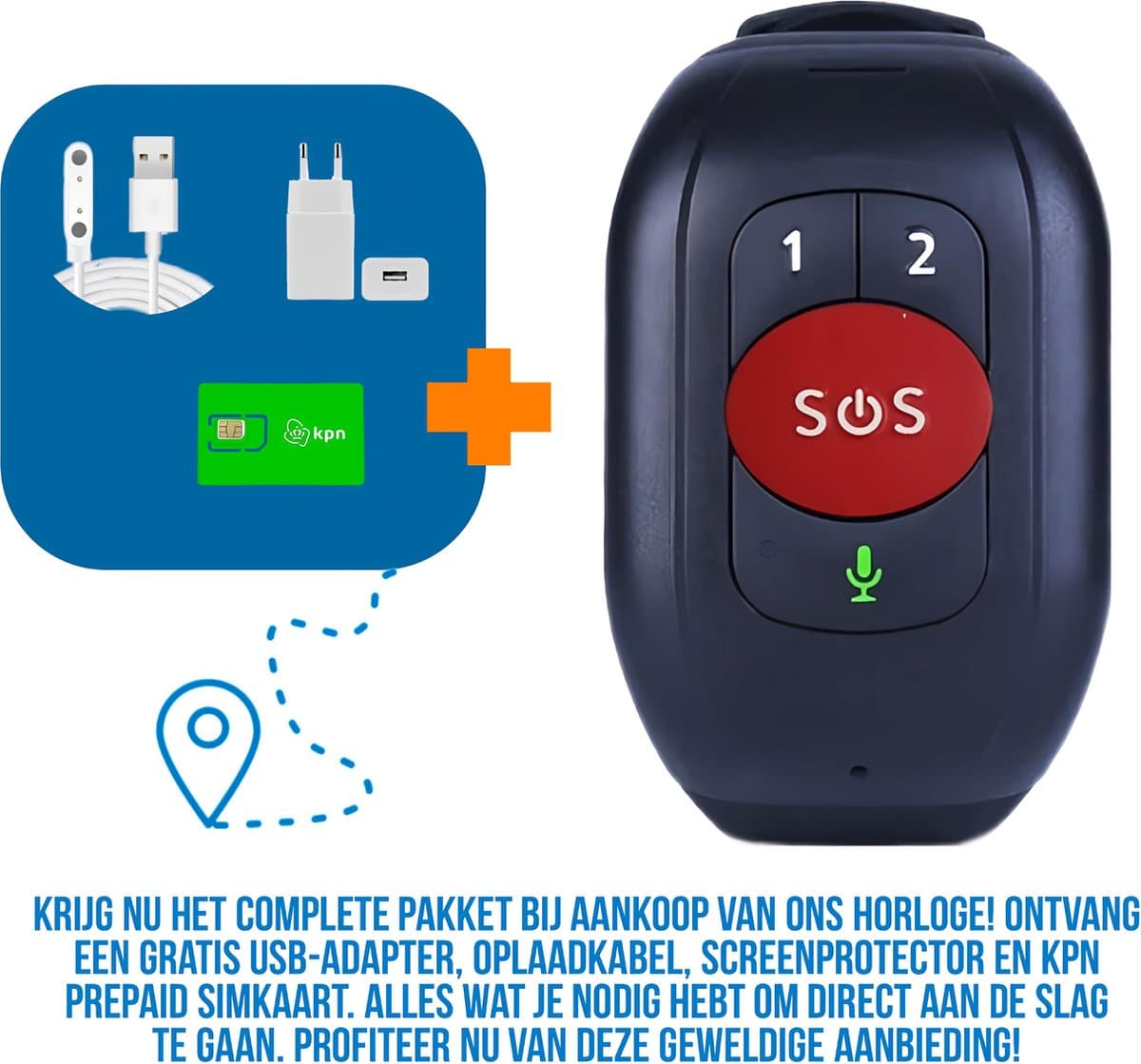 Weewise WS62 - GPS Horloge Senior - Smartwatch voor Ouderen - Persoonlijke alarmen - alarm horloge ouderen - GPS Horloge Alzheimer - Valdetectie — afbeelding 1