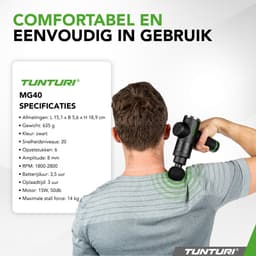 Tunturi MG40 Massage Gun - Massage Apparaat Met Multi Grip - Inclusief 6 Opzetstukken En Koffer - Extra Krachtig en Stil - Incl App — thumbnail 4