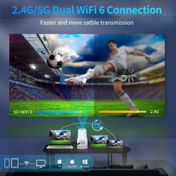 Draagbare mini-projector met wifi 6BT 5.4 en Android 11.0 - automatische keystone-correctie - 180 graden draaibare Smart Home Cinema projector - telefoon/tv-stick/laptop. Beamer — thumbnail 3