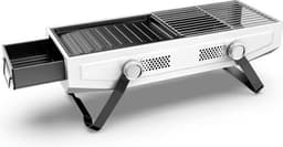 MikaMax - 2 in 1 Compact BBQ Wit - GrillMaster Roker - Draagbare Houtskoolbarbecue - Tafelbarbecue — thumbnail 2