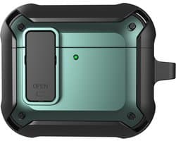 Telestore - Hoesje geschikte voor AirPods 4 / AirPods 5 - TPU hybride hoesje Beschermhoes - Shockproof AirPods 4 / 5 Cover - AirPods 4 / 5 Hoesje - Geschikt voor Apple AirPods 4 en AirPods 5 - groen - hard en TPU cover