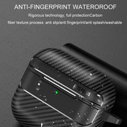 Telestore - Hoesje geschikte voor AirPods 4 - TPU carbon zwart hoesje Beschermhoes - Shockproof AirPods 4 Cover - AirPods 4 Hoesje - Geschikt voor Apple Airpods 4 - zwart - carbon TPU cover — thumbnail 3