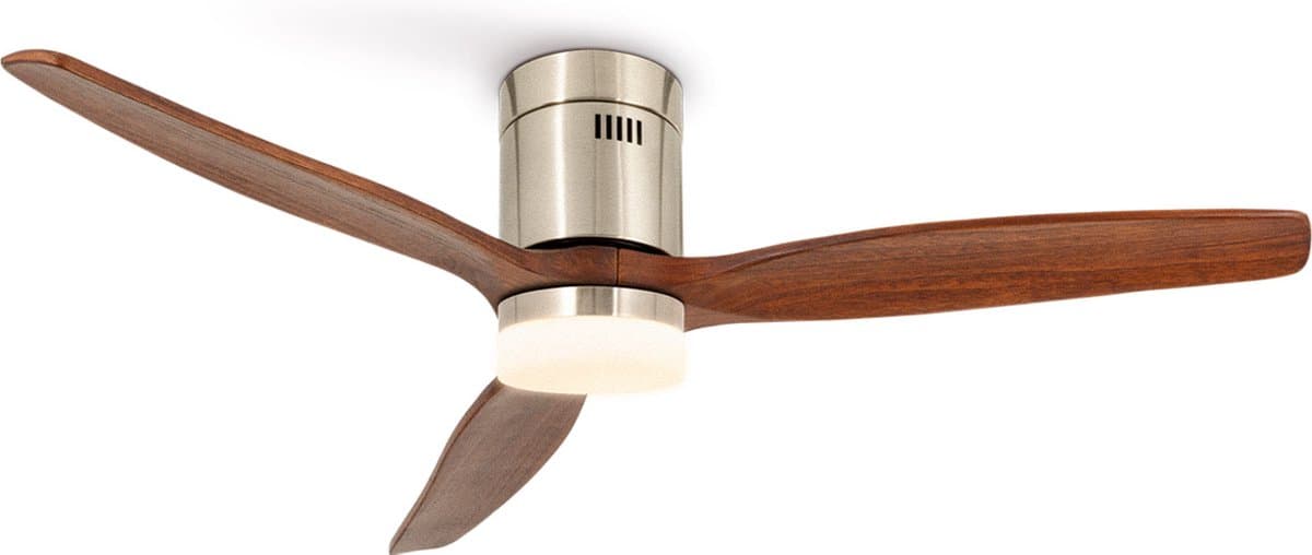 CREATE - Plafondventilator 40W silent Ø132 cm - Met Verlichting drie temperaturen - Met Wifi - Met Afstandsbediening - 6 Snelheden - Timer - Zomer/Winter functie - Níkkel - WIND CALM — afbeelding 1