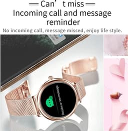 DrPhone NY1 - 2.5 Curve Elegante Smartwatch voor Vrouwen - Dunne Metalen Kast - Hartslagmeter - Sportfunctie - Brons Goud — thumbnail 4