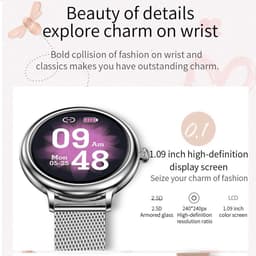 DrPhone NY1 - 2.5 Curve Elegante Smartwatch voor Vrouwen - Dunne Metalen Kast - Hartslagmeter - Sportfunctie - Brons Goud — thumbnail 2