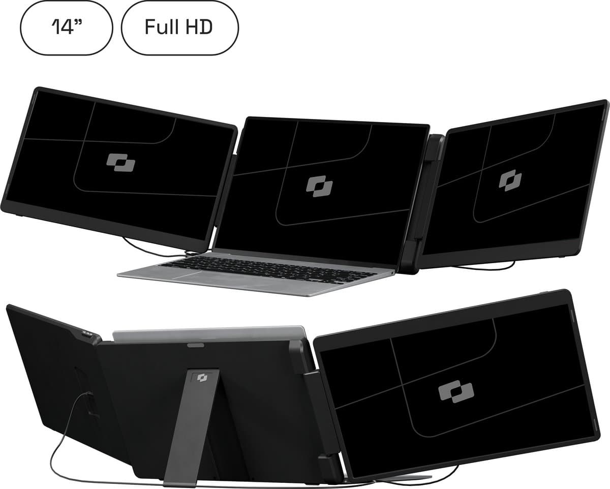 Screenmate® Flip Portable Monitor 14” - Draagbare Monitor met Beschermhoes - Extra Scherm Laptop - Draagbaar Beeldscherm - Zwart — afbeelding 1