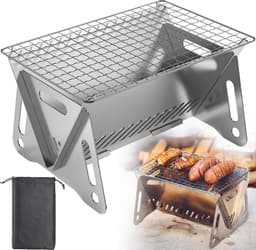 Draagbare Barbecue - Houtskool Barbecue - Met Opbergzak - Opvouwbare Barbecue - RVS - 21 x 16,5 x 13 cm - Draagbare Houtskool Grill met rooster - Barbecue Smoker - Houtskool BBQ - Voor Picknick, Kamperen en Buitenactiviteiten - Festival BBQ — thumbnail 1
