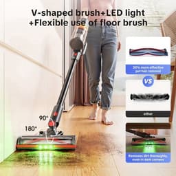 Steelstofzuiger – Draadloze Stofzuiger – Zakloze Kruimeldief – Snoerloze Zuiger – Lichtgewicht Zuigapparaat – 46KPa Zuigkracht – 60 Min Batterijduur — thumbnail 3